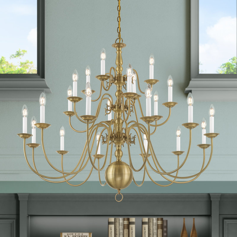 Benedetto 22 - Light Dimmable Tiered Chandelier, Antique Brass