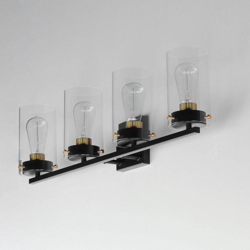 4 - Light Dimmable Vanity Light, Black/Satin Brass