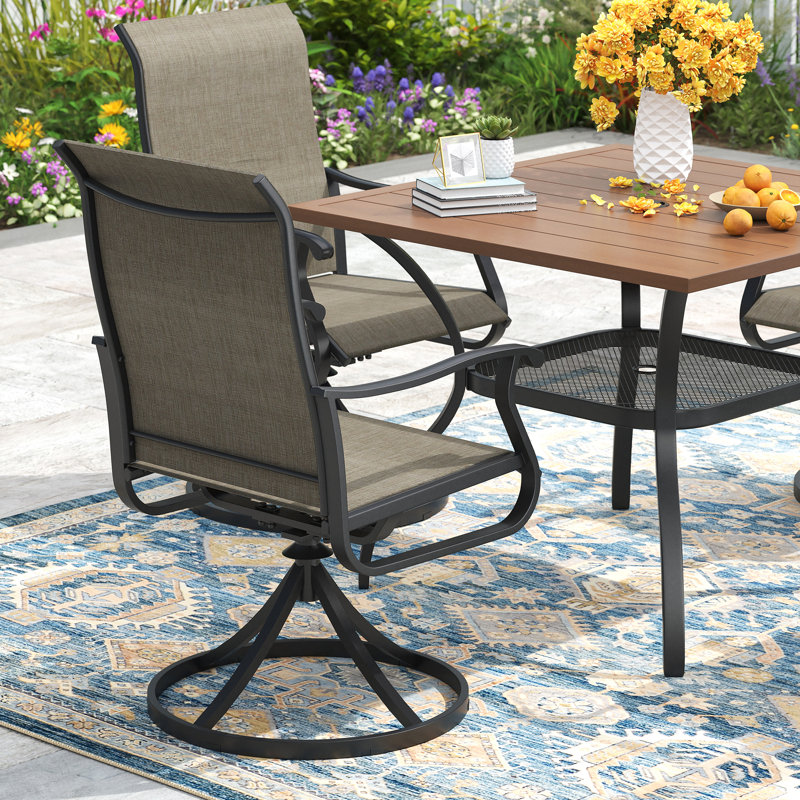 Fauteuils d'extérieur pivotants, Coussin brun / cadre noir