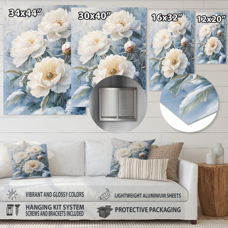 Keelan - pivoines, impression sur métal, H 20 po x l 12 po
