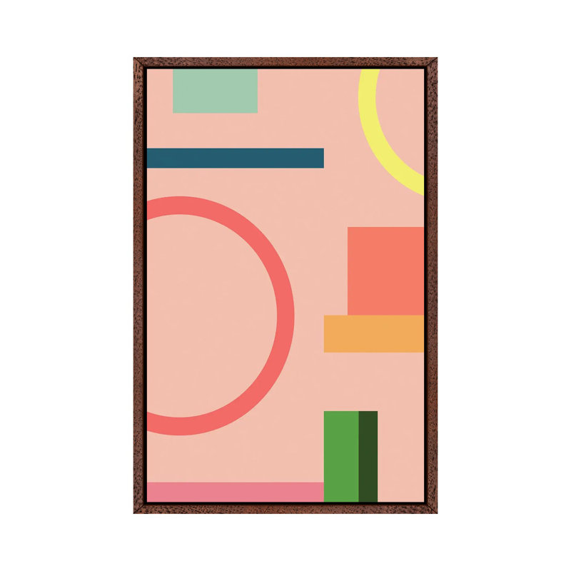 Modern Geometric LXX - Print on Canvas, 152.5 cm H x 101.5 cm W, Brown Framed