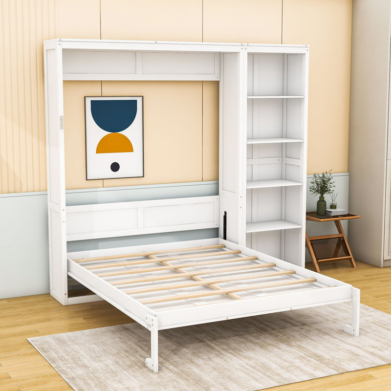 Mcfeeters Murphy Storage Bed with Shelves, Full/Double, White