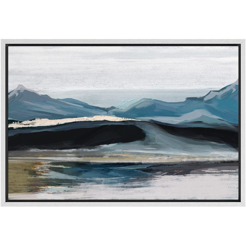 «Pastel Blue Scenic Mountain Range Nature Modern Art Rustic Zen Landscape Colorful» sur toile, Blanc, H 24 po x l 36 po