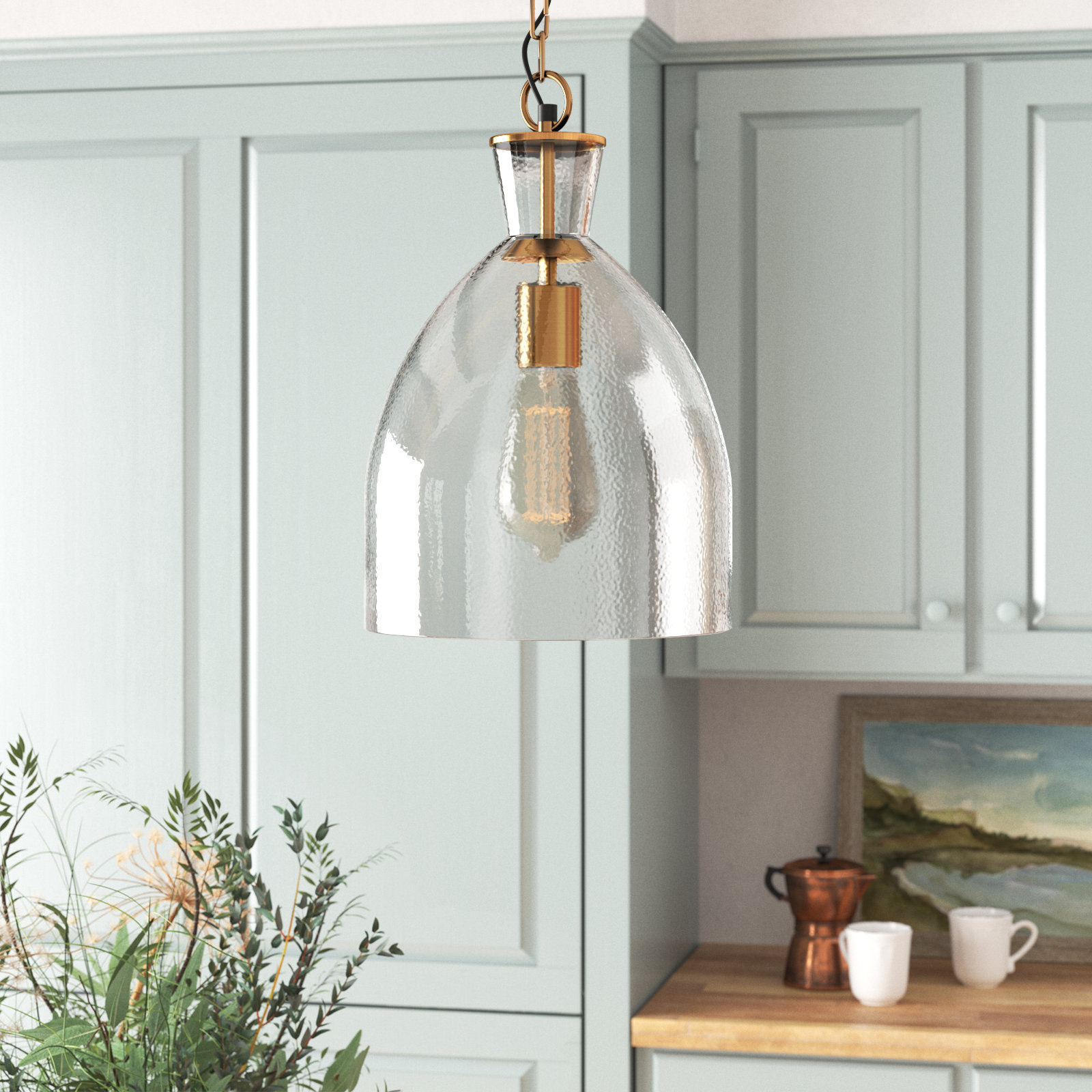 Meeni Single Light Glass Pendant, 13"
