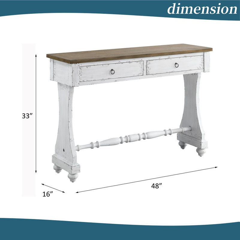 Sturdy Rectangular Wooden Accent Table with 2 Drawers
