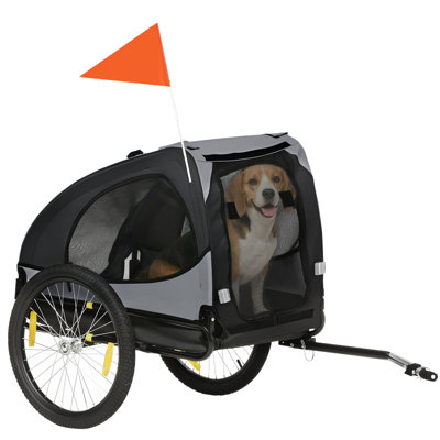 Dog Bike Trailer with Hitch Coupler, Wheels for Medium Dogs, Black