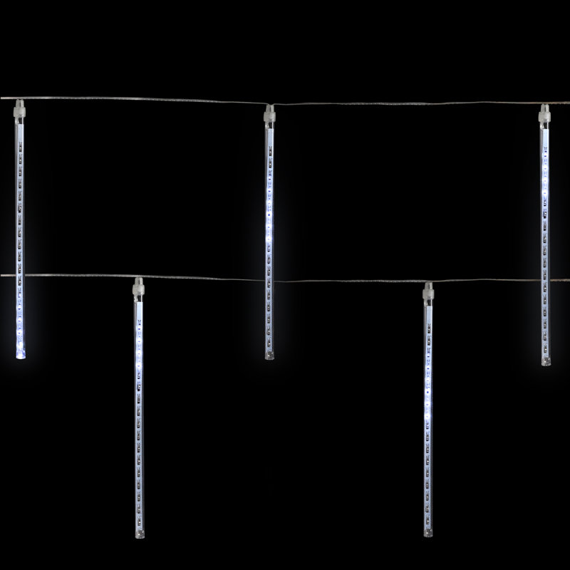 LED Snowfall Icicle Christmas Lights - Polar White - 15' Clear Wire - 10Ct