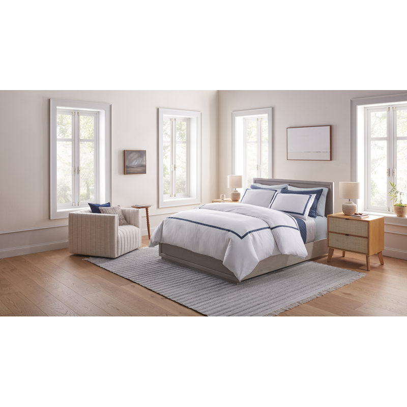 Ensemble de taies d'oreiller en satin de coton Danfield, Très grand, Bleu orageux