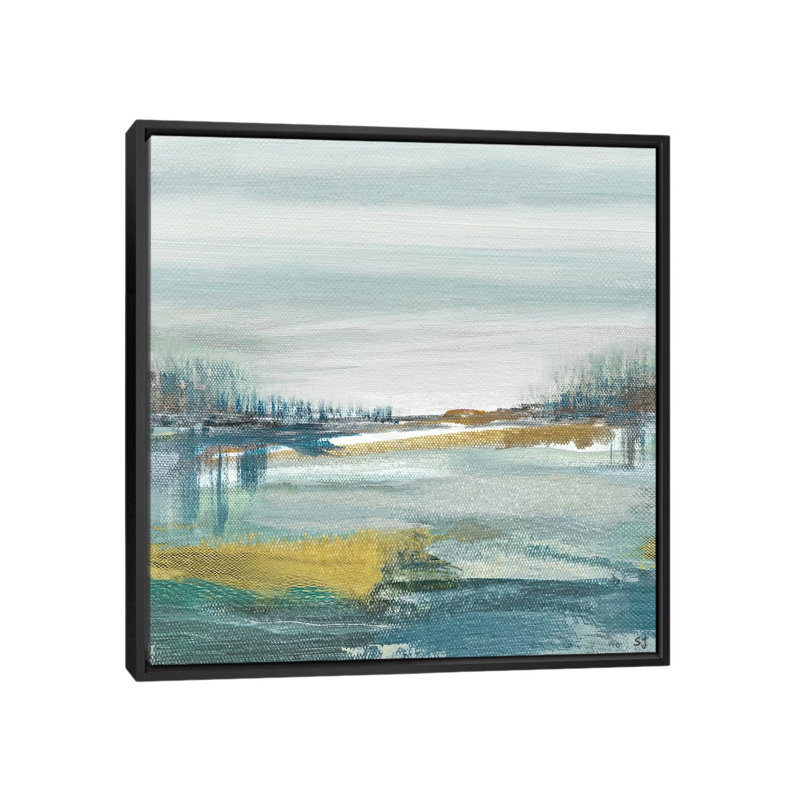 « lewbeach », impression sur toile, H 18 po x l 18 po x P 1,5 po, Toile avec cadre noir, Pas de tapis
