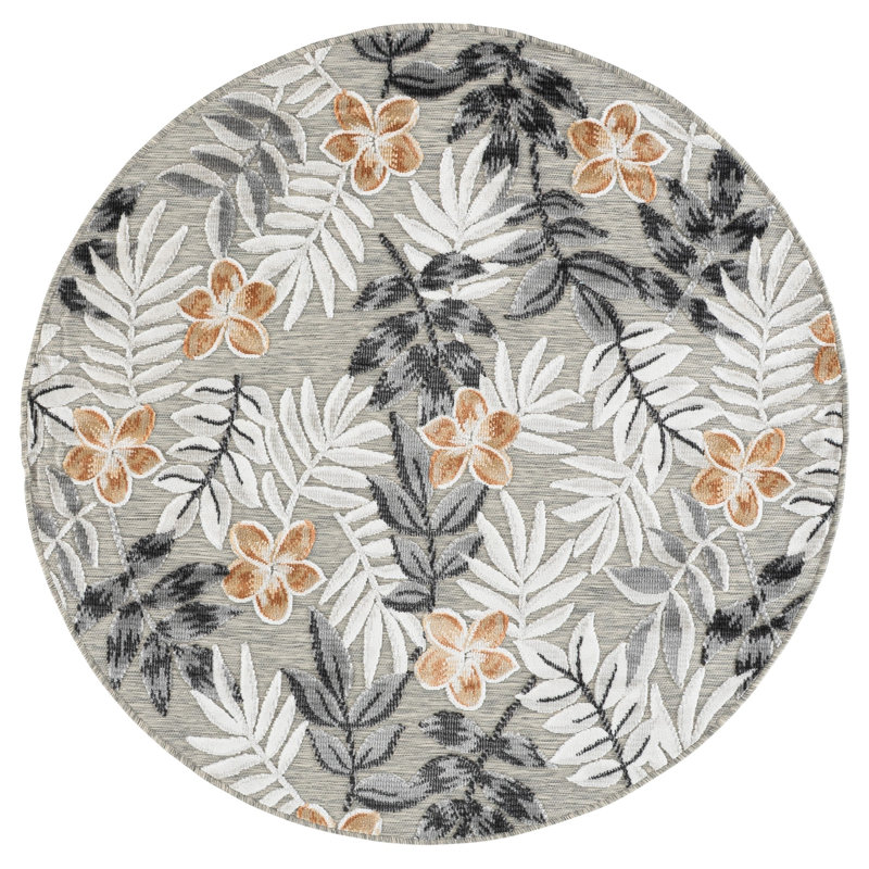 Tapis à fleurs Souders Performance, Rond 5 pi 1 po
