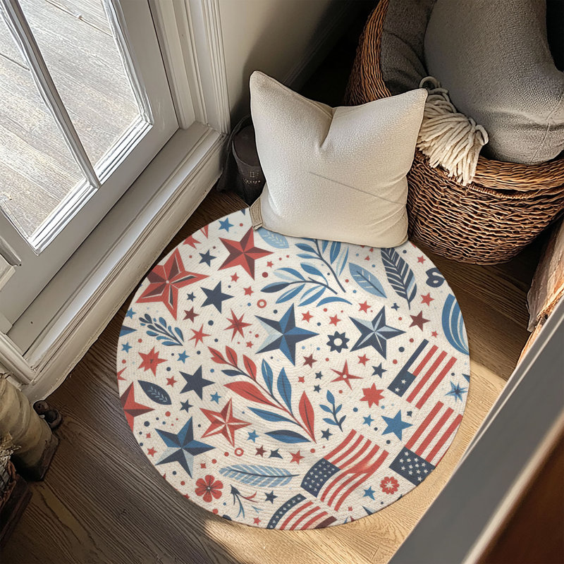 Tapis tressé Starry Flag, Rond 5 pi