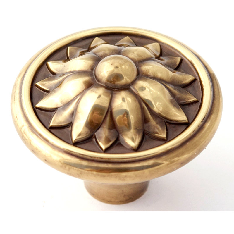 Poignée champignon 1 1/2 po Fiore, Antique poli, H 1,25 po x l 1,5 po x P 1,5 po