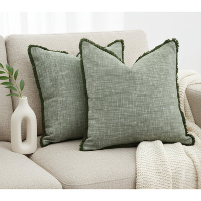 Cotton Throw Pillow Covers With Linen Like Texture Square Cushions