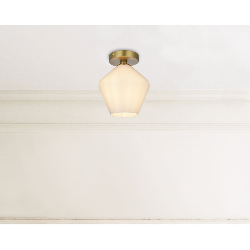 Plafonnier encastré à 1 lumière 7,9 po Sullivan Street, Or satiné, H 9 po x l 8 po x P 8 po, Blanc