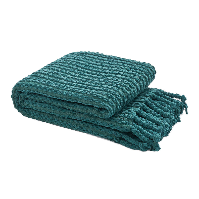 Knitted Throw Blanket, 	Deep Teal