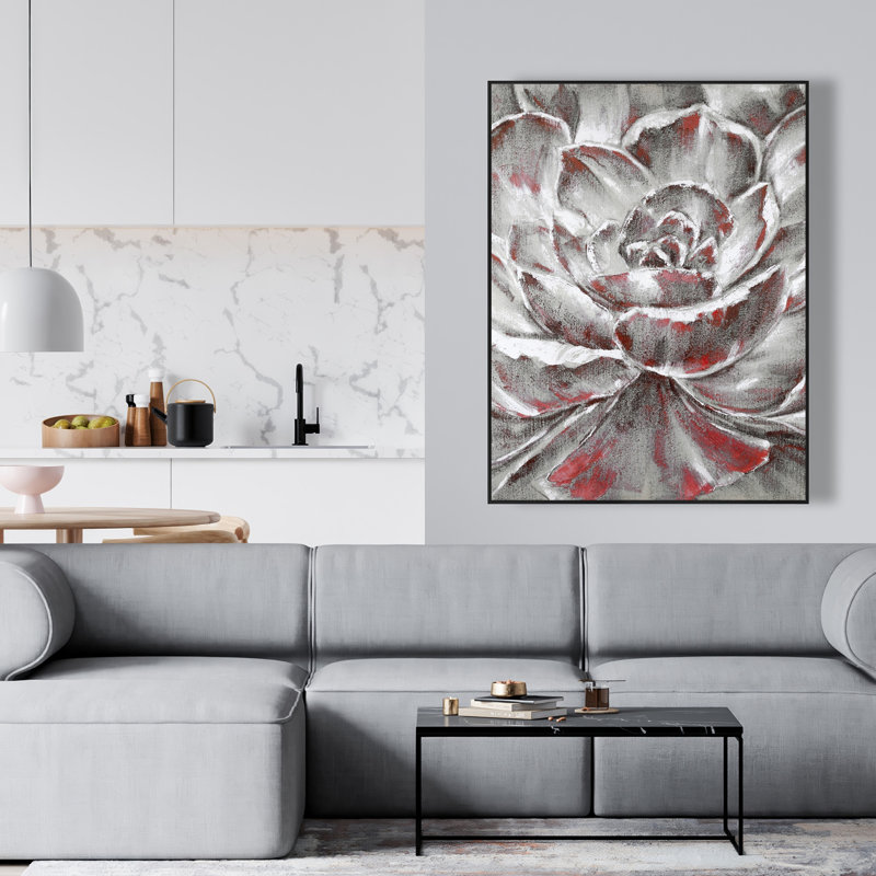 Toile grise et rose avec fleurs | Décoration florale pour chambre à coucher