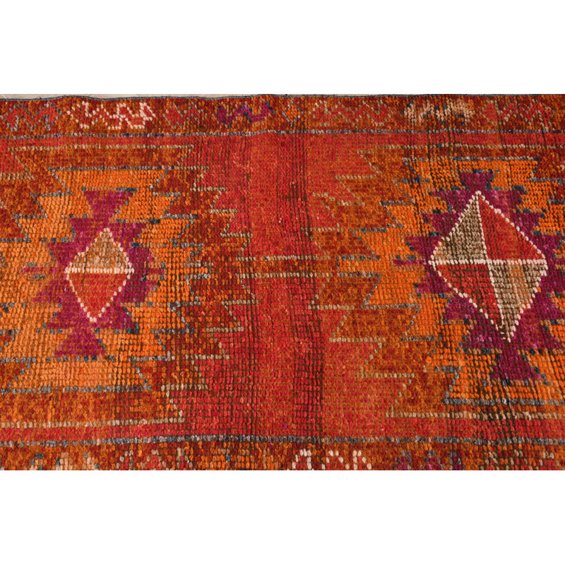 Vintage Turkish Herki Runner Rug in Pink Wool for Kitchen and Corridor Spaces