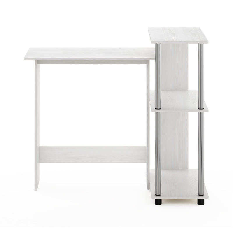 Anselmo Corner Writing Desk, White Oak/Chrome