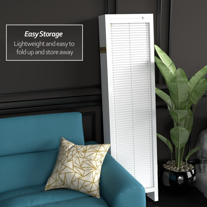 6 Ft. Tall Adjustable Shutter Room Divider White 3 Panel, 6, White