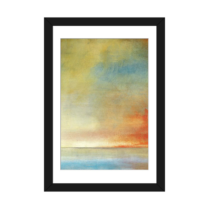 « tranquil ii », reproduction sur toile, H 24 po x l 16 po x P 1 po, Papier d'art encadré noir, Blanc