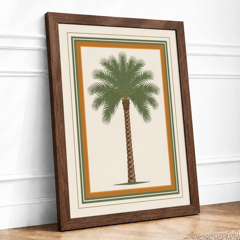 Solitary Palm Study Botanical - Framed Print, Walnut, A1 - 84.1 x 59.4 cm