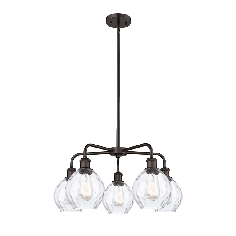 Lustre sphérique à 5 lumières en acier à intensité variable Fuhrmann, Bronze huilé