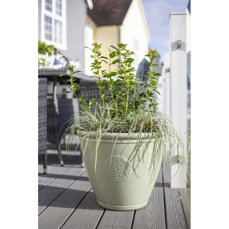 Eden Emblem Plant Pot - Plastic, Green, 30cm H x 40cm W x 40cm D