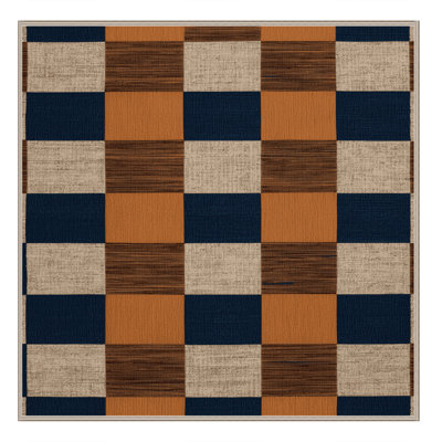 Machine Washable Checkered Brown Area Rug