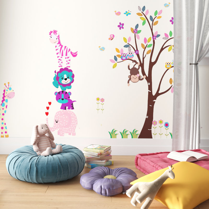 Décalcomanie murale animaux heureux