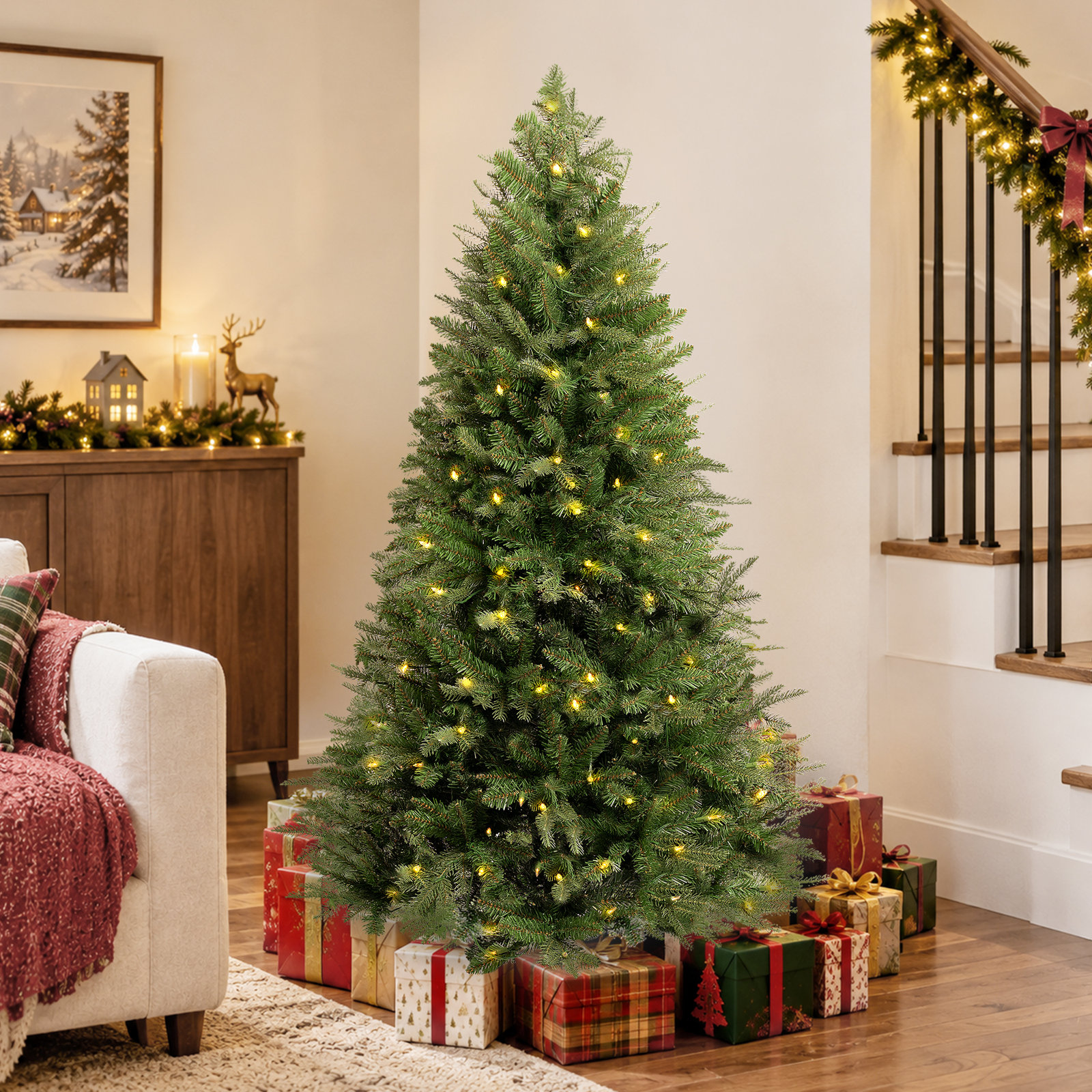Pre-Lit Fir Christmas Tree, 4.5'
