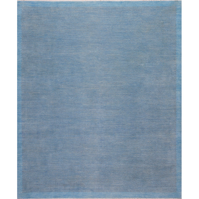 Textures Hand Knotted Wool Area Rug in Blue