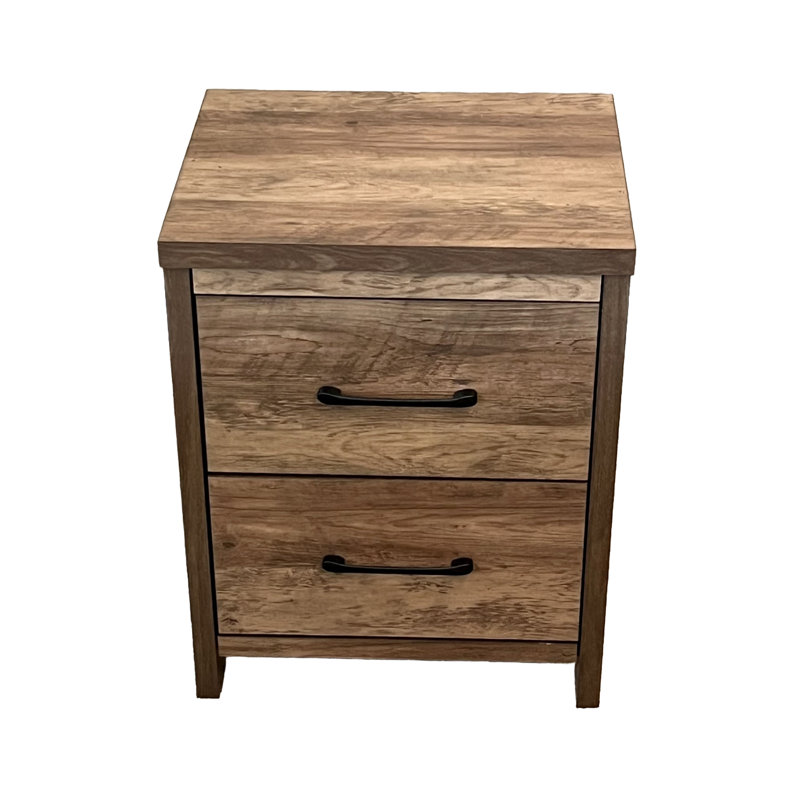 Selena Slide Logic 2 Drawer Nightstand, Brown