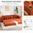 109.01" Orange Corduroy Modular L Shaped Couch, Upgraded Handrails With Cup Holders, Comfortable Seating, To Bed Fabric Movable Footstool, Side Pocket, Into-978944388