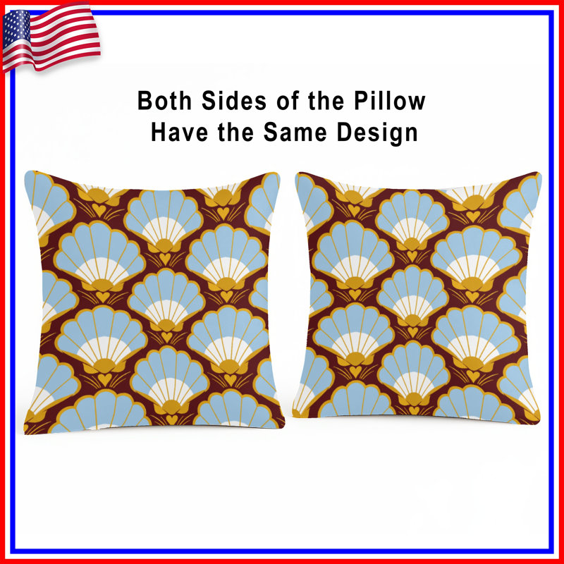 Scallop Shell Pattern Double Sided Throw Pillows, 16 x 16 inches