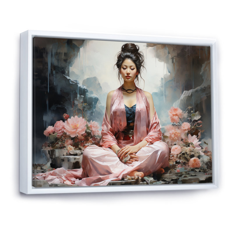 Art asiatique, bodhisattva Grace II - impression, H 24 po x l 32 po x P 1 po, Cadre flottant blanc