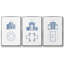 Garden Structures I, ensemble de 3 toiles encadrées-97792539-97792538