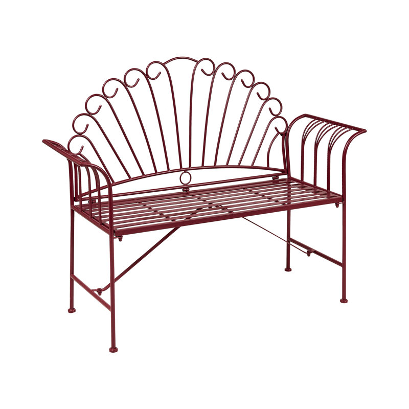 Iron Outdoor Bench, Red