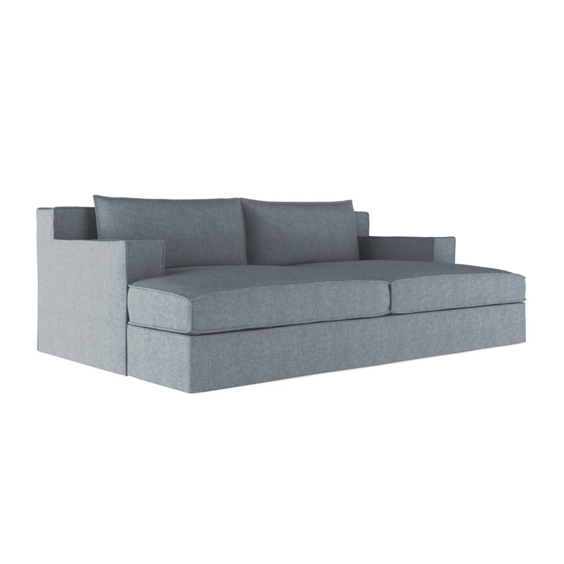 Mulberry Square Track-Arm Daybed with Flange Seam, Vintage Leather Pumice, Dark Brown