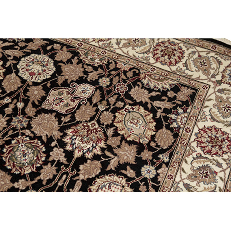Tapis noir de haute qualité noué à la main