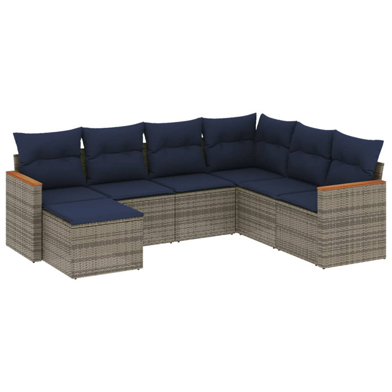 Ensemble de canapé de patio 8 pièces avec coussins en rotin de polyester gris