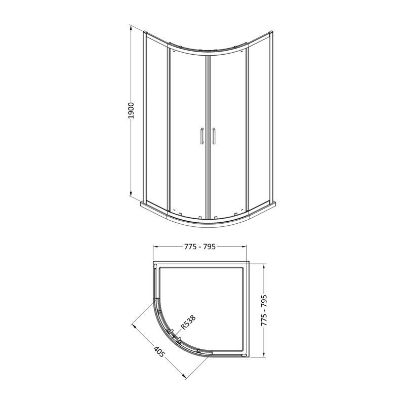 Bayswater 800mm Brushed Pewter Framed Shower Enclosure