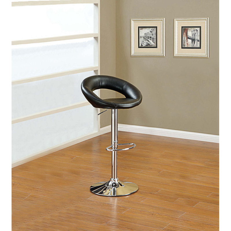 Bylnice Swivel Upholstered Adjustable Height Counter Stool with Metal Frame, Black