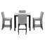 Ensemble de salle à manger 5 pièces avec table haute, comprenant une table à manger avec dessus en faux marbre et quatre chaises recouvertes de velours, gris-612468769