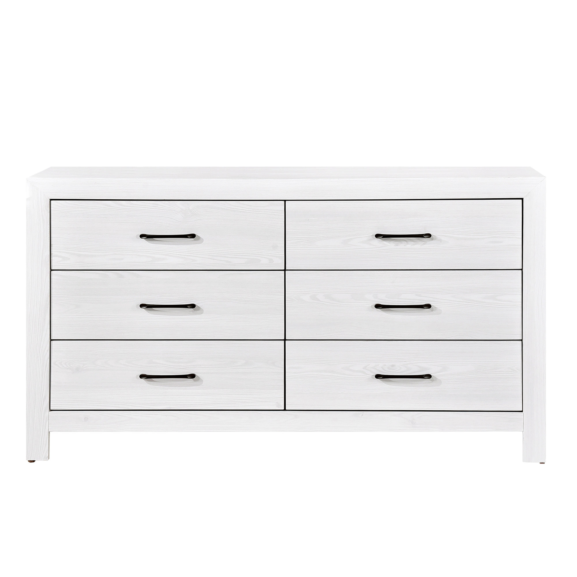 August Grove Rustic Natural Finish 6-Drawers Dresser Wooden Bedroom ...