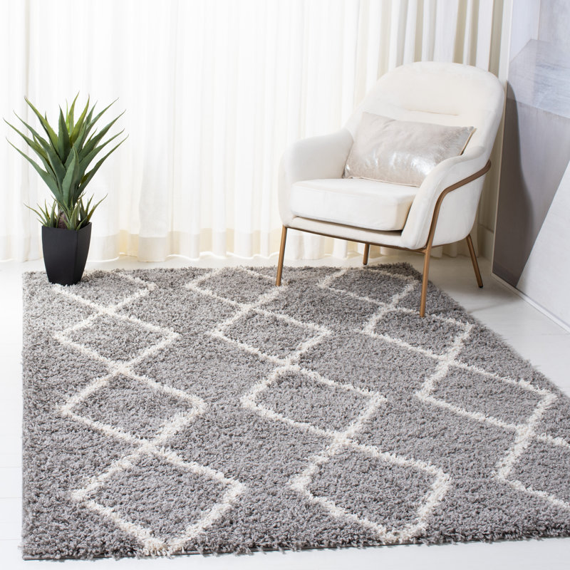 Tapis géométrique gris / ivoire, Rectangle 8 pi x 10 pi