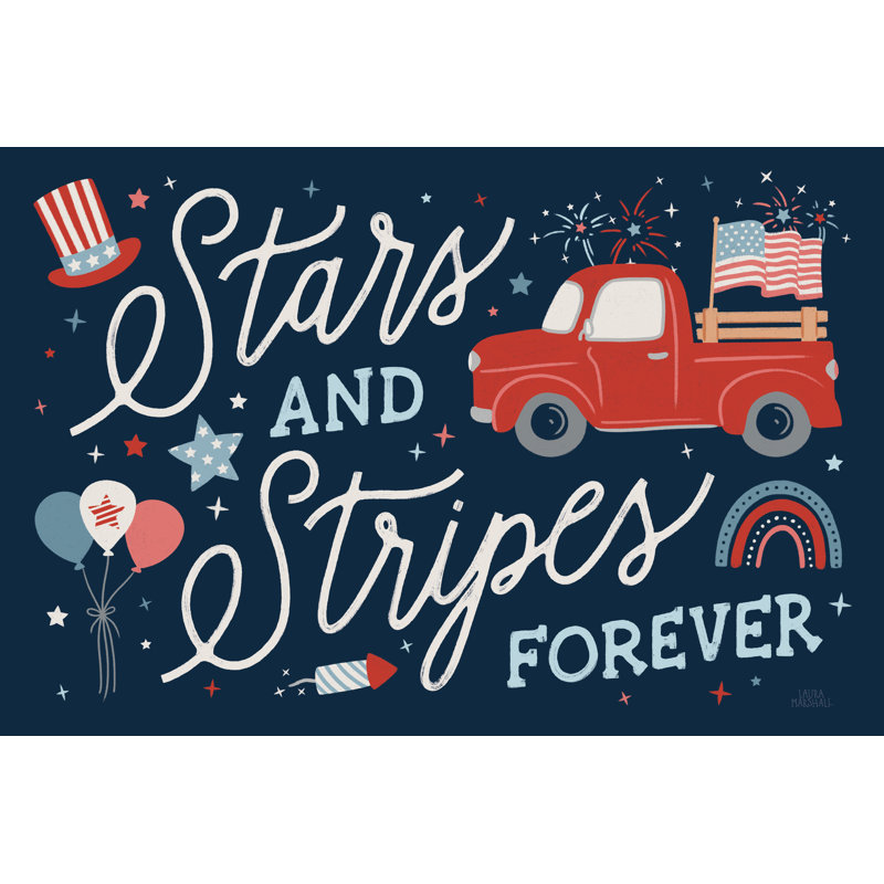 «Stars and Stripes II» par Laura Marshall, reproduction sur toile tendue, H 8 po x l 12 po, Pas de tapis, Toile tendue