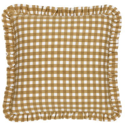 Maude Gingham Cotton Piped Cushion