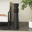 Grand vase décoratif noir en métal noir cannelé Art Déco, 8 po x 8 po x 32 po-1640978044-1640978046