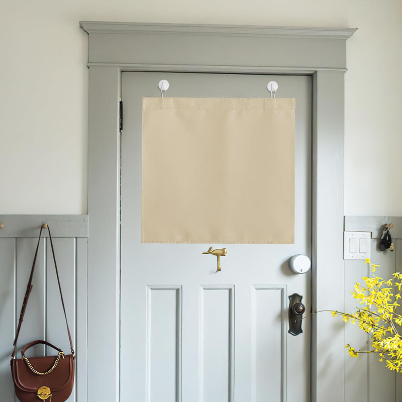  Blackout French Door Curtains for Classroom, Loackdown Shade for Small Window, Thermal Insulated Door Blind with Self Adhesive Hooks for Office Basement, 1 Panel