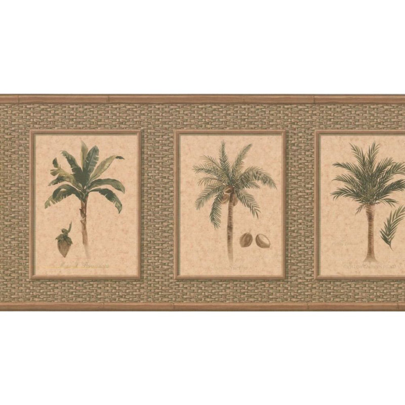 Bordure de papier peint L 15 pi x l 10,25 po Hewitt Palm Tree, Vert